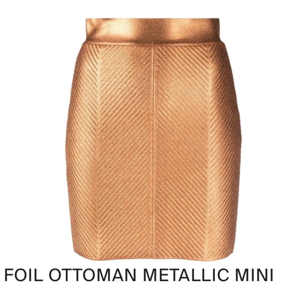 Herve Foil Ottoman Metallic Mini Skirt